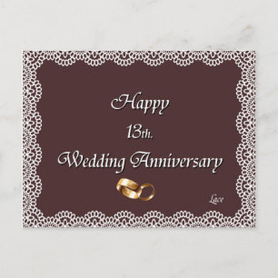 Postal Feliz 13. Lace del aniversario boda