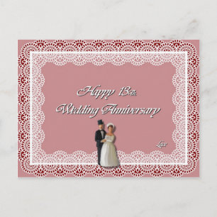 Postal Feliz 13. Lace del aniversario del boda