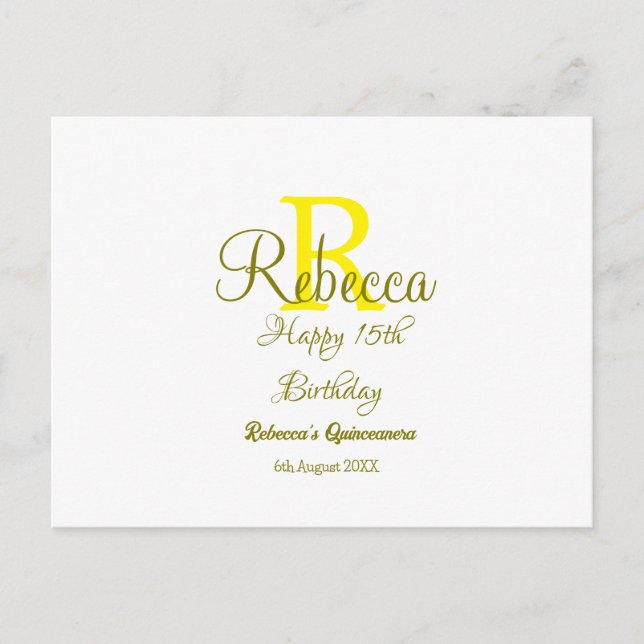 Postal Feliz 15º cumpleaños Moder de adición de nombre am (Anverso)