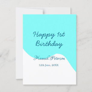 Postal Feliz 1er cumpleaños ondulado retro boho nombre fe