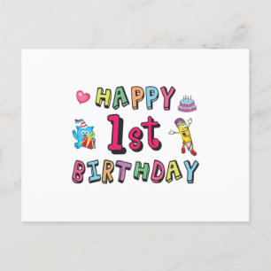 Postal Feliz 1er cumpleaños para niños de 1 año de edad d