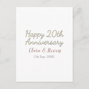 POSTAL FELIZ 20 ANIVERSARIO DE BODAS NOMBRE ROSA GRIS PAS