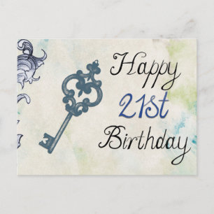 Postal Feliz 21 aniversario de clave victoriana