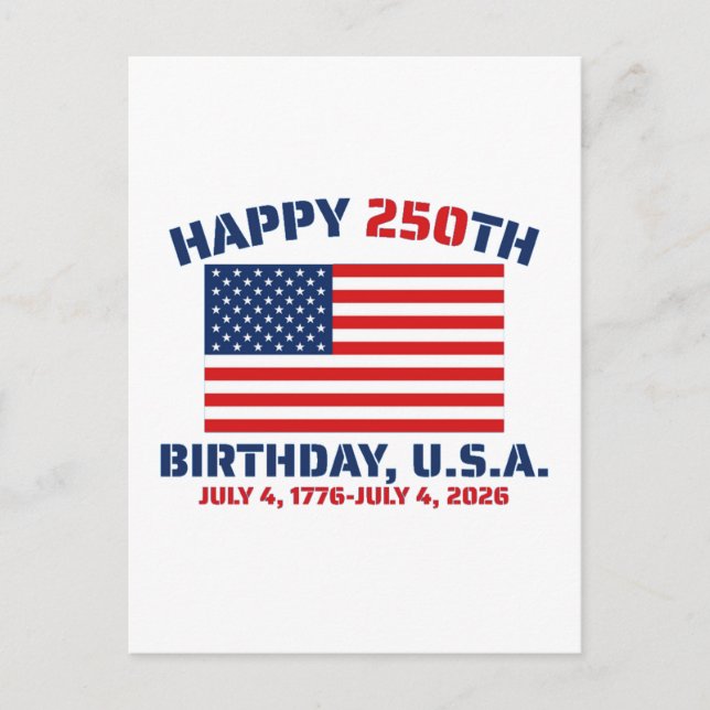 POSTAL FELIZ 250 CUMPLEAÑOS EE. UU. (Anverso)