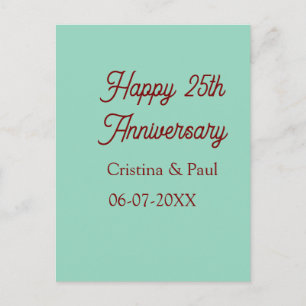 Postal Feliz 25 aniversario boho pastel verde malva retr