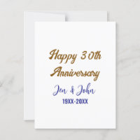 Feliz 30 aniversario de bodas azul real dorado s