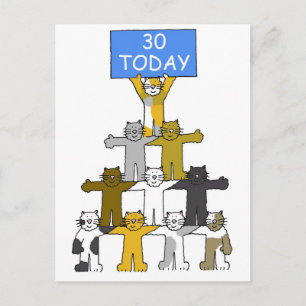 Postal Feliz 30 aniversario para el amante del gato