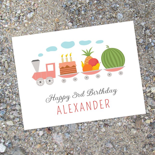 Postal Feliz 3 cumpleaños Cute Toy Train Candles (Subido por el creador)