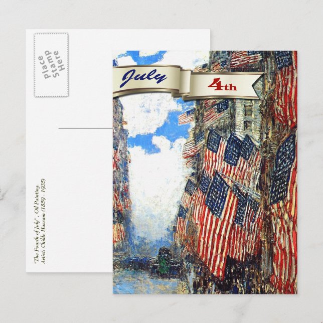 Postal Feliz 4 de julio.Bella Artes (Anverso / Reverso)