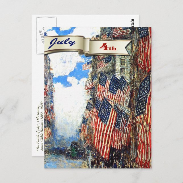 Postal Feliz 4 de julio.Bella Artes (Anverso / Reverso)