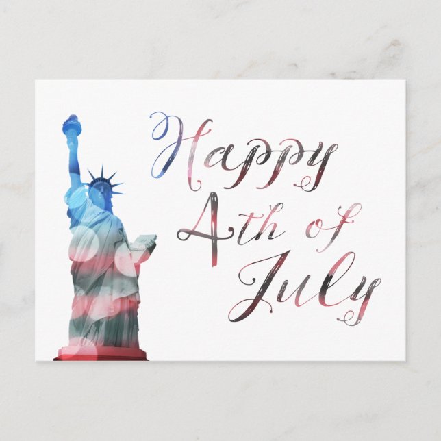 Postal Feliz 4 de julio (bokeh de la libertad) (Anverso)