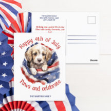 Feliz 4 de julio Cachorro lindo Bandera americana 