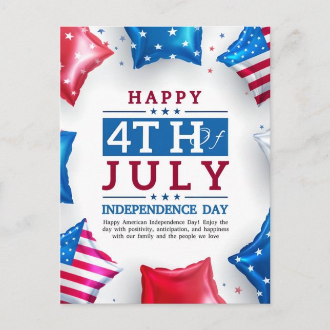 Postal Feliz 4 de julio, día de la independencia (Anverso)