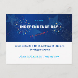 Postal Feliz 4 de julio día de la independencia americano
