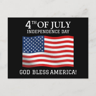 Postal Feliz 4 de julio Día de la Independencia azul rojo