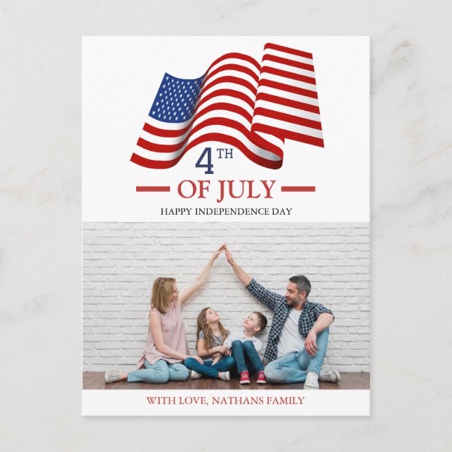 Postal Feliz 4 de julio Día de la Independencia de Estado (Anverso)