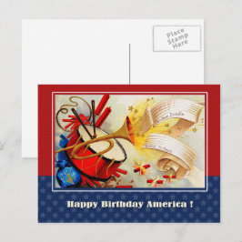 Postal Feliz 4 de julio. Diseño patriótico vintage