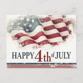 Postal Feliz 4 de julio - Diseño Vintage Bandera American