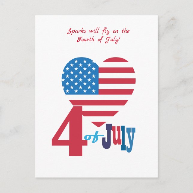 Postal Feliz 4 de julio Estados Unidos Bandera Patriótica (Anverso)