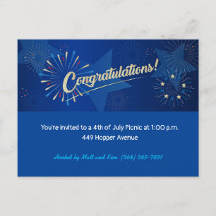 Postal Feliz 4 de julio, felicitación de la bandera estad