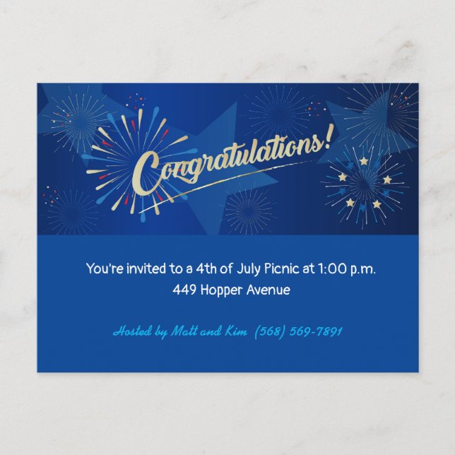 Postal Feliz 4 de julio, felicitación de la bandera estad (Anverso)