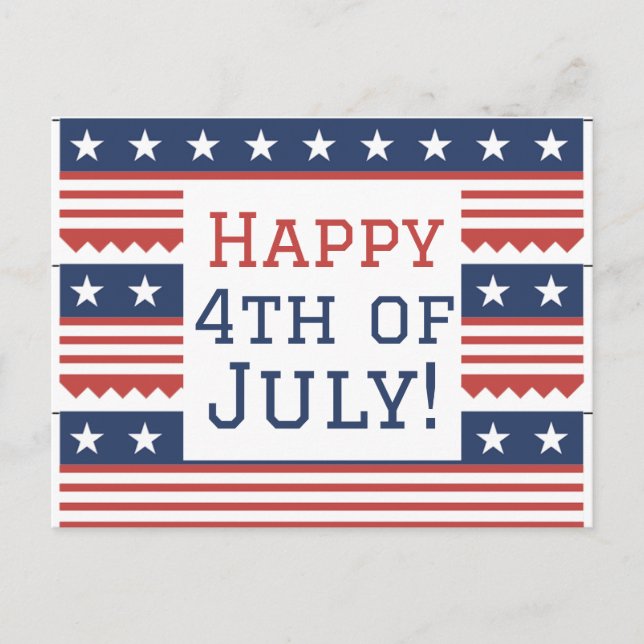 Postal Feliz 4 de julio, fiesta del Día de la Independenc (Anverso)