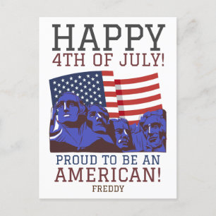 Postal Feliz 4 de julio, fiesta del Día de la Independenc