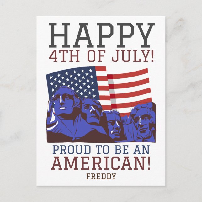Postal Feliz 4 de julio, fiesta del Día de la Independenc (Anverso)