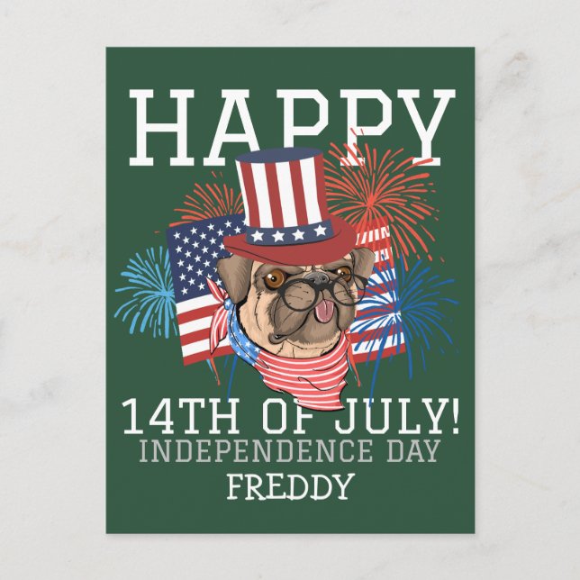 Postal Feliz 4 de julio, fiesta del Día de la Independenc (Anverso)