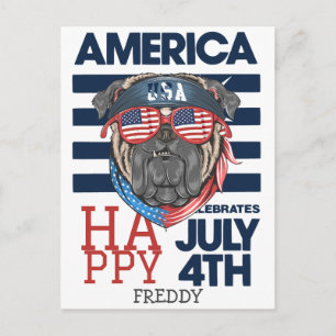 Postal Feliz 4 de julio, fiesta del Día de la Independenc
