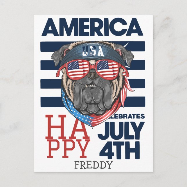 Postal Feliz 4 de julio, fiesta del Día de la Independenc (Anverso)