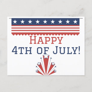 Postal Feliz 4 de julio Fiesta del Día de la Independenci