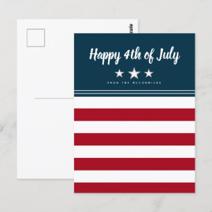 Postal Feliz 4 de julio, la bandera norteamericana person