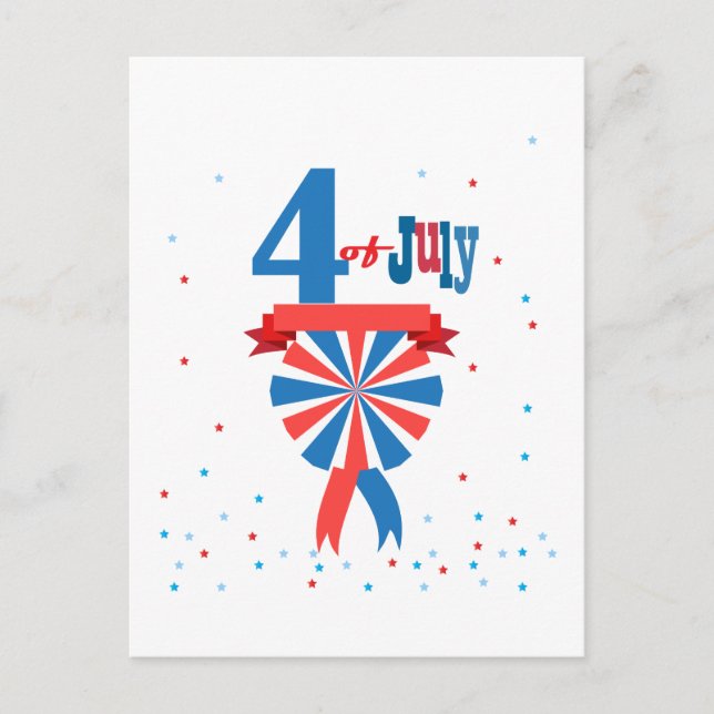 Postal Feliz 4 de julio Patriótico de la Bandera Estadoun (Anverso)
