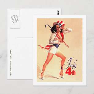 Postal Feliz 4 de julio. Pinza de época