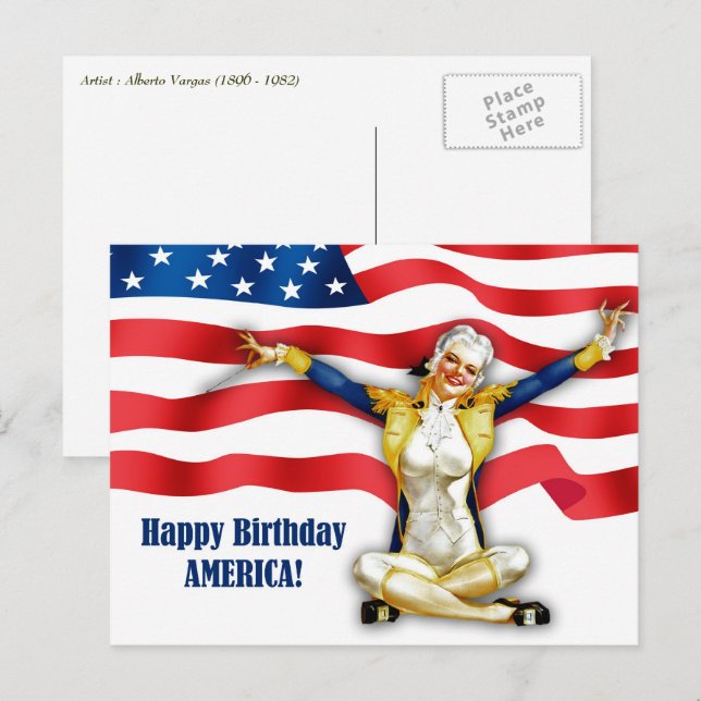 Postal Feliz 4 de julio. Pinza de época (Anverso / Reverso)