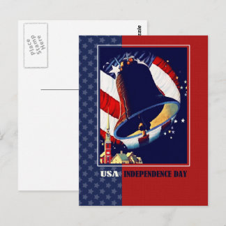 Postal Feliz 4 de julio. Vintage Liberty Bell Patriotic