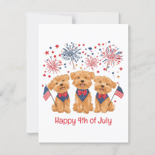 Postal Feliz 4 De Julio Yorkie Dogs