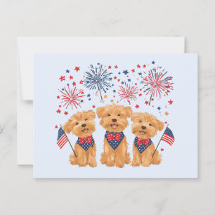 Postal Feliz 4 De Julio Yorkie Dogs