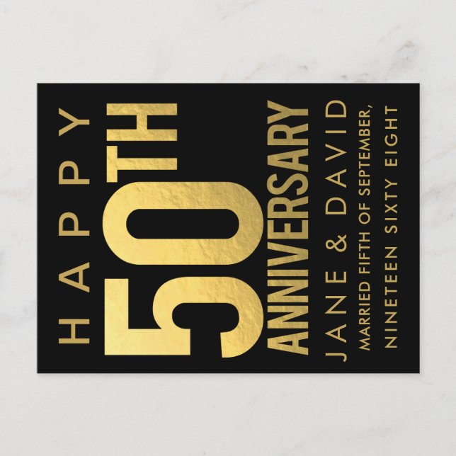 Postal Feliz 50 Aniversario de Bodas de Oro Personalizado (Anverso)