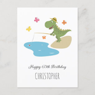 Postal Feliz 60 aniversario de pesca de dinosaurios con P