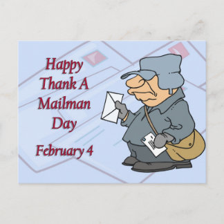 Postal Feliz agradecimiento a Mailman Day el 4 de febrero