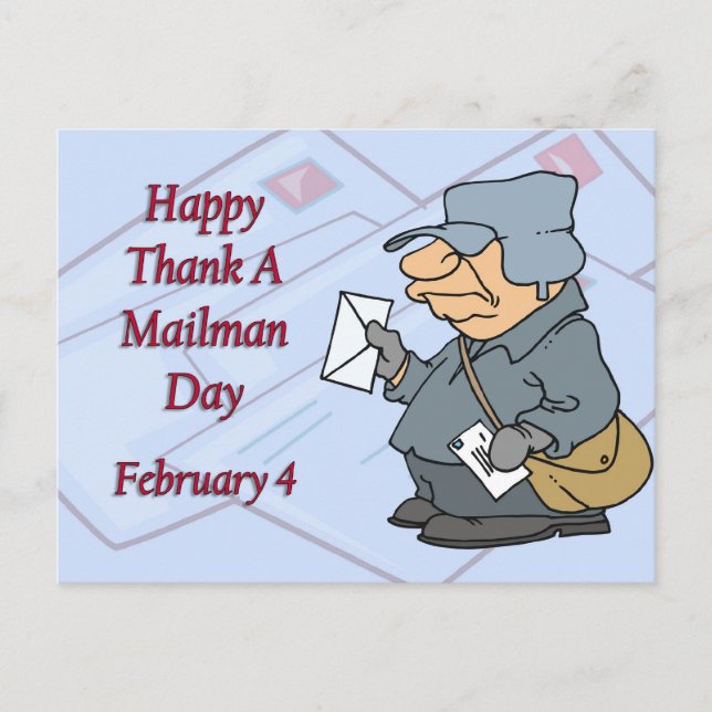 Postal Feliz agradecimiento a Mailman Day el 4 de febrero (Anverso)