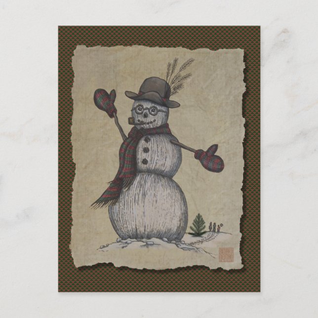 Postal Feliz amigo Snowman (Anverso)
