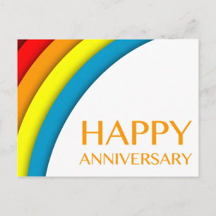 Postal feliz aniversario (arcoíris retro)