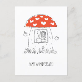 Postal Feliz aniversario Boda Corazón Pareja Mushroom