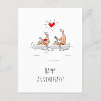 Feliz aniversario de Boda pareja casada canoa