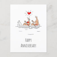 Feliz aniversario de Boda pareja casada canoa