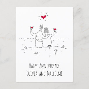 Postal Feliz aniversario de Boda: Pareja casada con el co