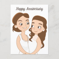 Feliz aniversario de bodas, lindo pareja lesbiana